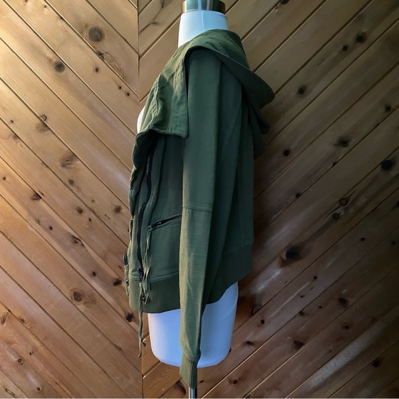 Free People Carmen Cotton Moto Jacket Hooded Green NWT Size Small - Picture 13 of 14